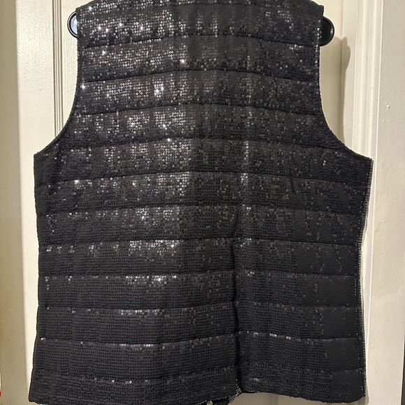 CHICOS Black sequin Size 2 puffer Vest, Women’s, - Picture 8 of 14